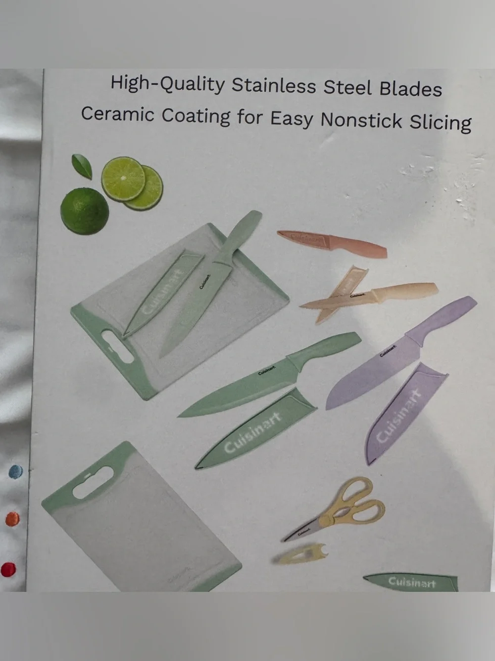 Cuisinart Advantage 14 Pc Ceramic Coated Stainless Steel Knife Set & Cut Board